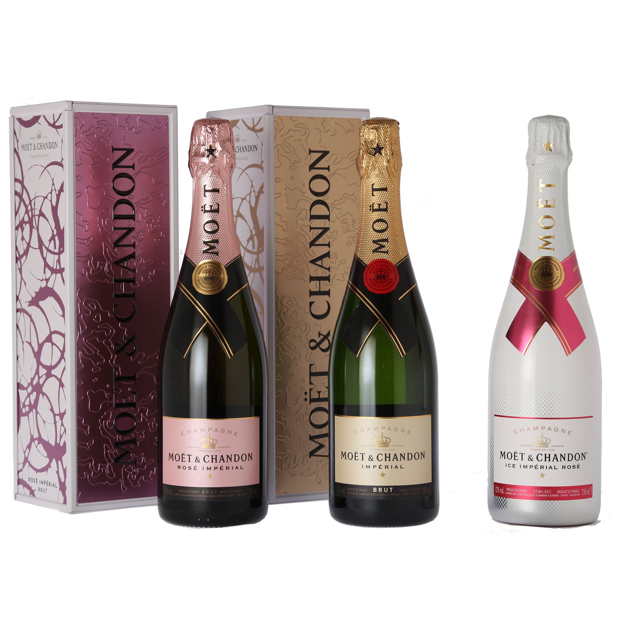 Finest Wines - Moët & Chandon 3-Bottle Champagne Set - Champagne Package with Three Iconic Champagnes (3 x 0.75 l)