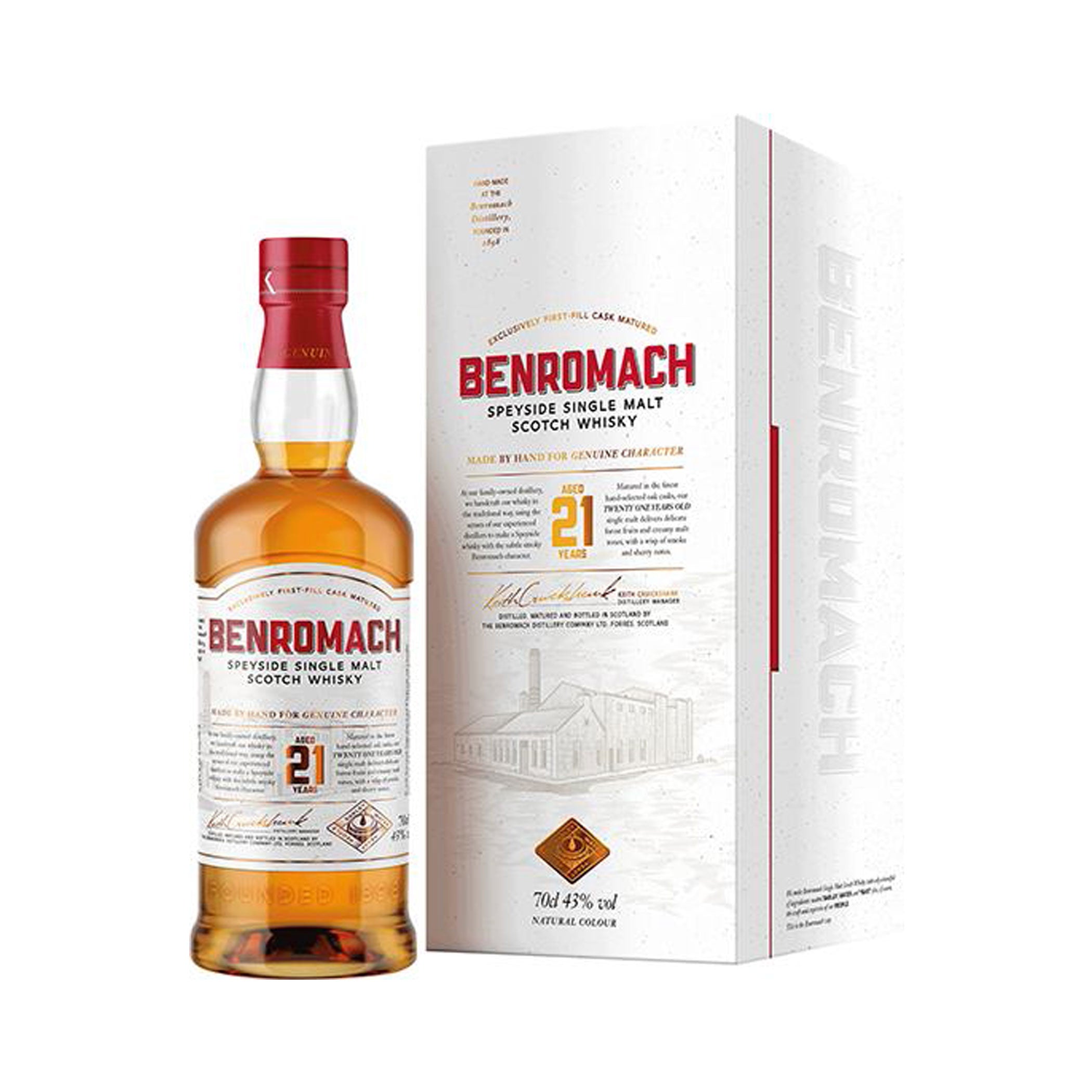 Benromach 21 years old 43% vol Speyside Scotch Single Malt Whisky
