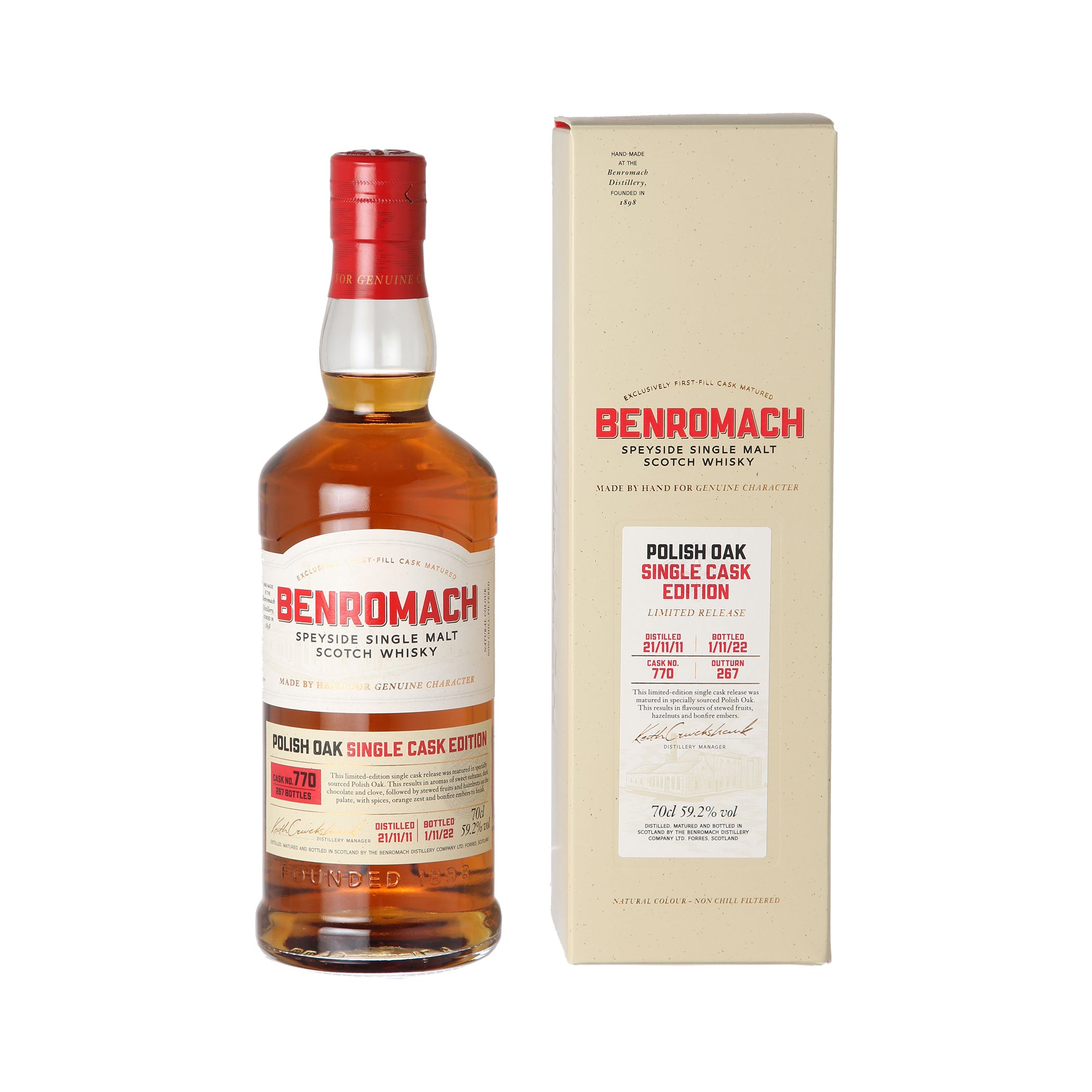Benromach Single Cask 2011 Polish Oak - Speyside Single Malt Scotch Whisky