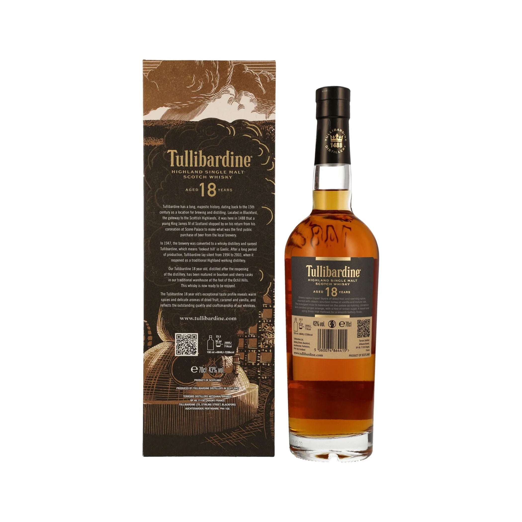 Tullibardine 18 Jahre - Single Highland Malt Scotch Whisky (Limitiert)