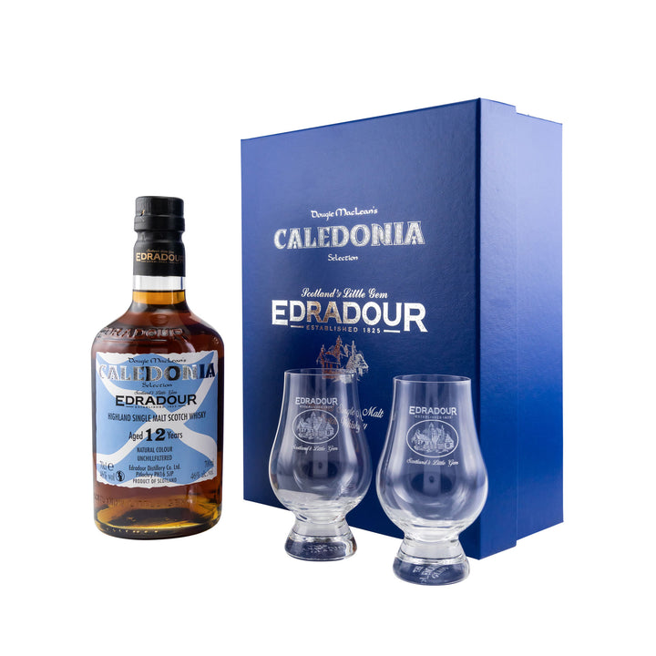 Edradour 12 Years - Caledonia + 2 Glasses