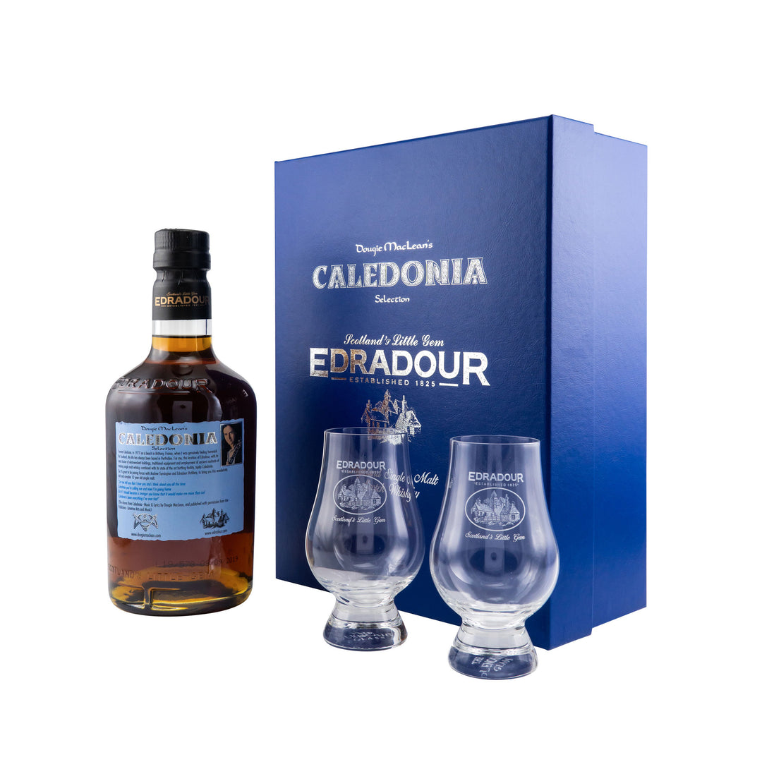 Edradour 12 Years - Caledonia + 2 Glasses