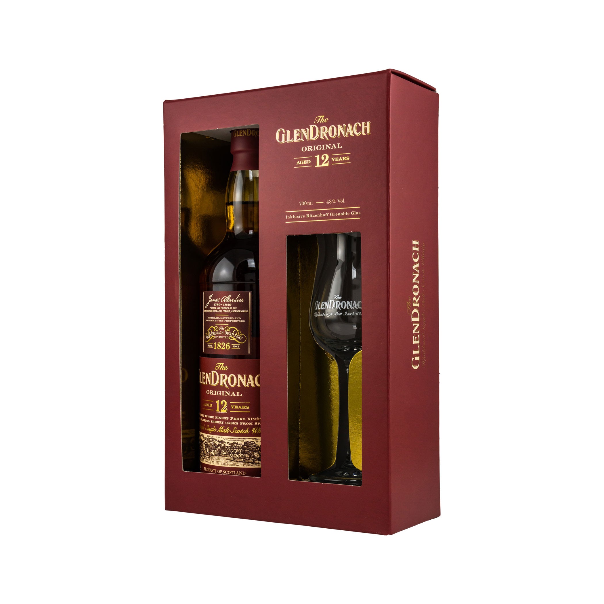 Glendronach 12 Jahre - Geschenkverpackung mit Glas