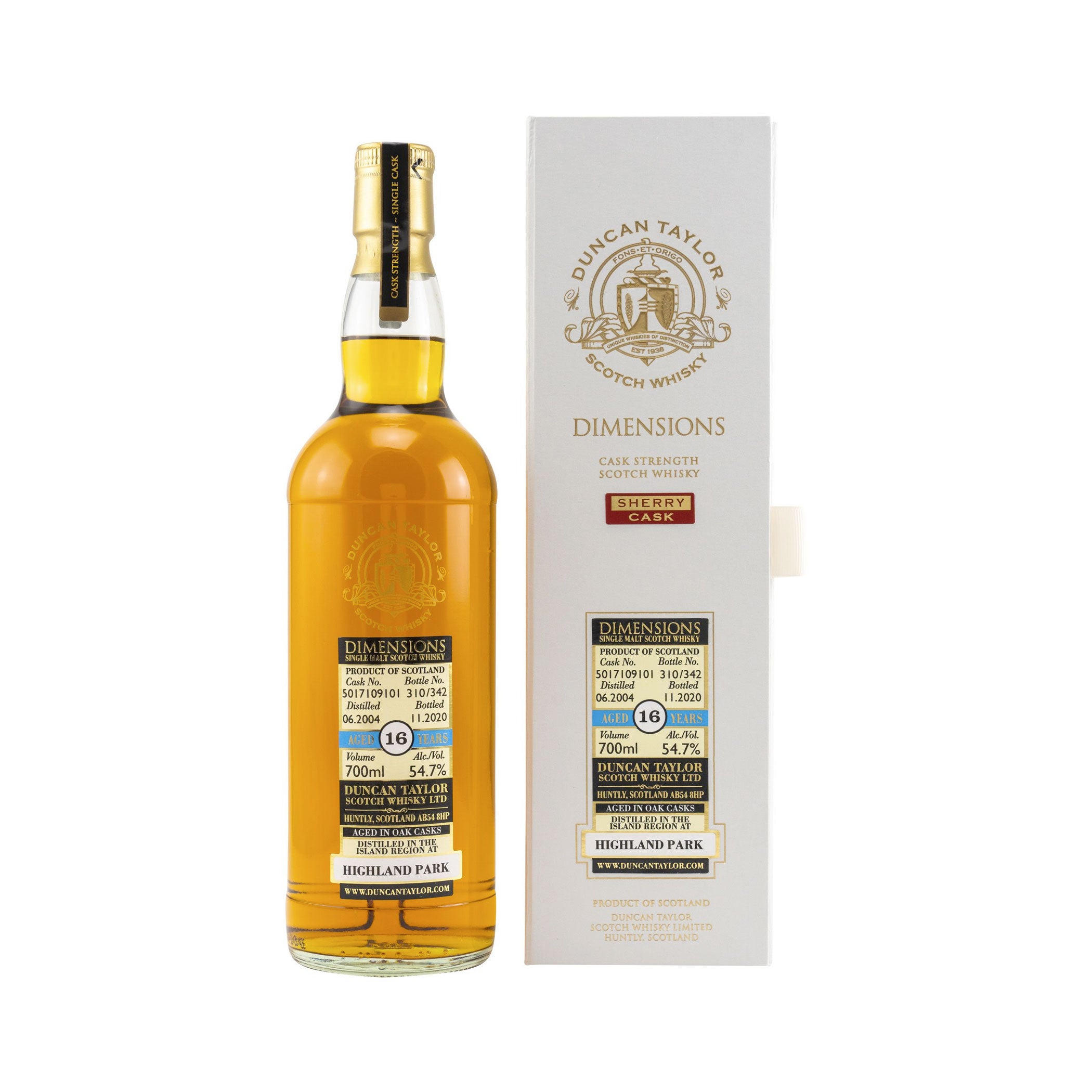Highland Park 2004/2020 - 16 Years Old - # 5017109101 - Dimensions (Duncan Taylor)