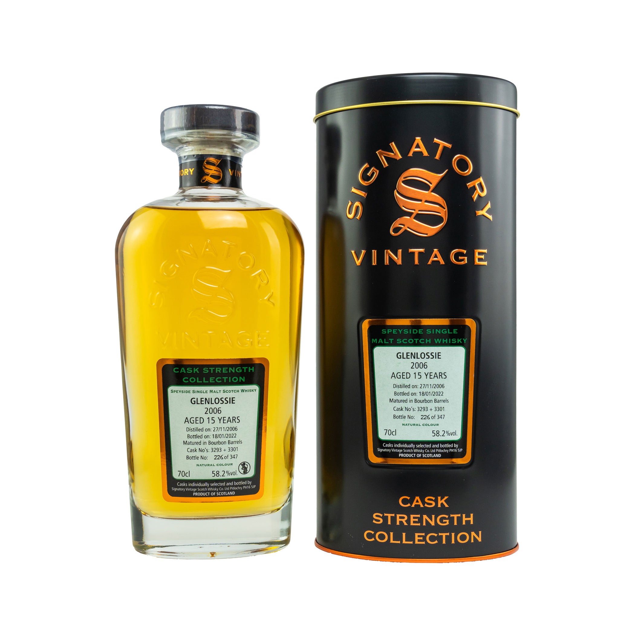 Glenlossie 2006/2022, Bourbon Barrels #3293+3301, Cask Strength Collection - Signatory