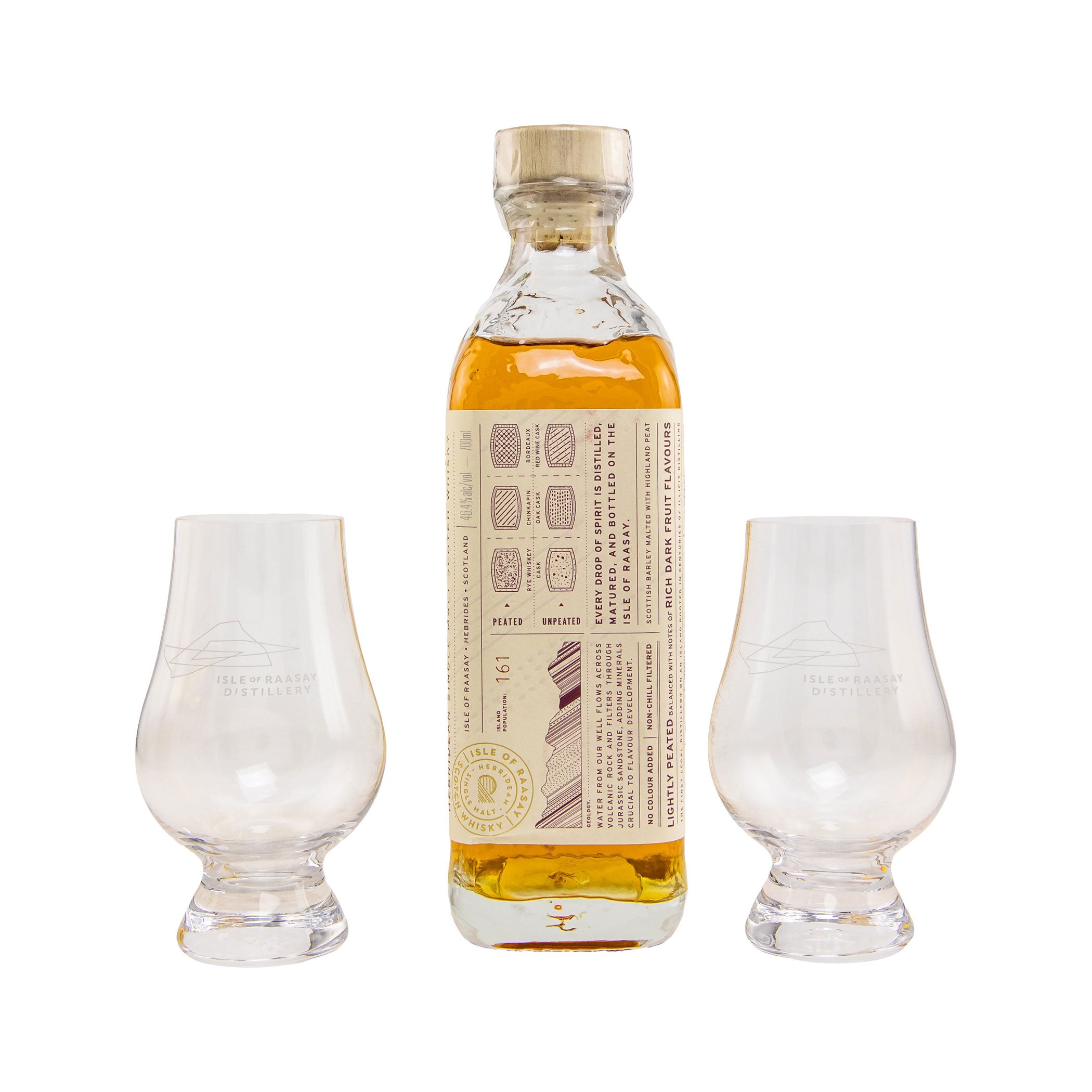 Isle of Raasay Single Malt Scotch Whisky - Batch R-02.1 mit 2 Glencairn Gläsern