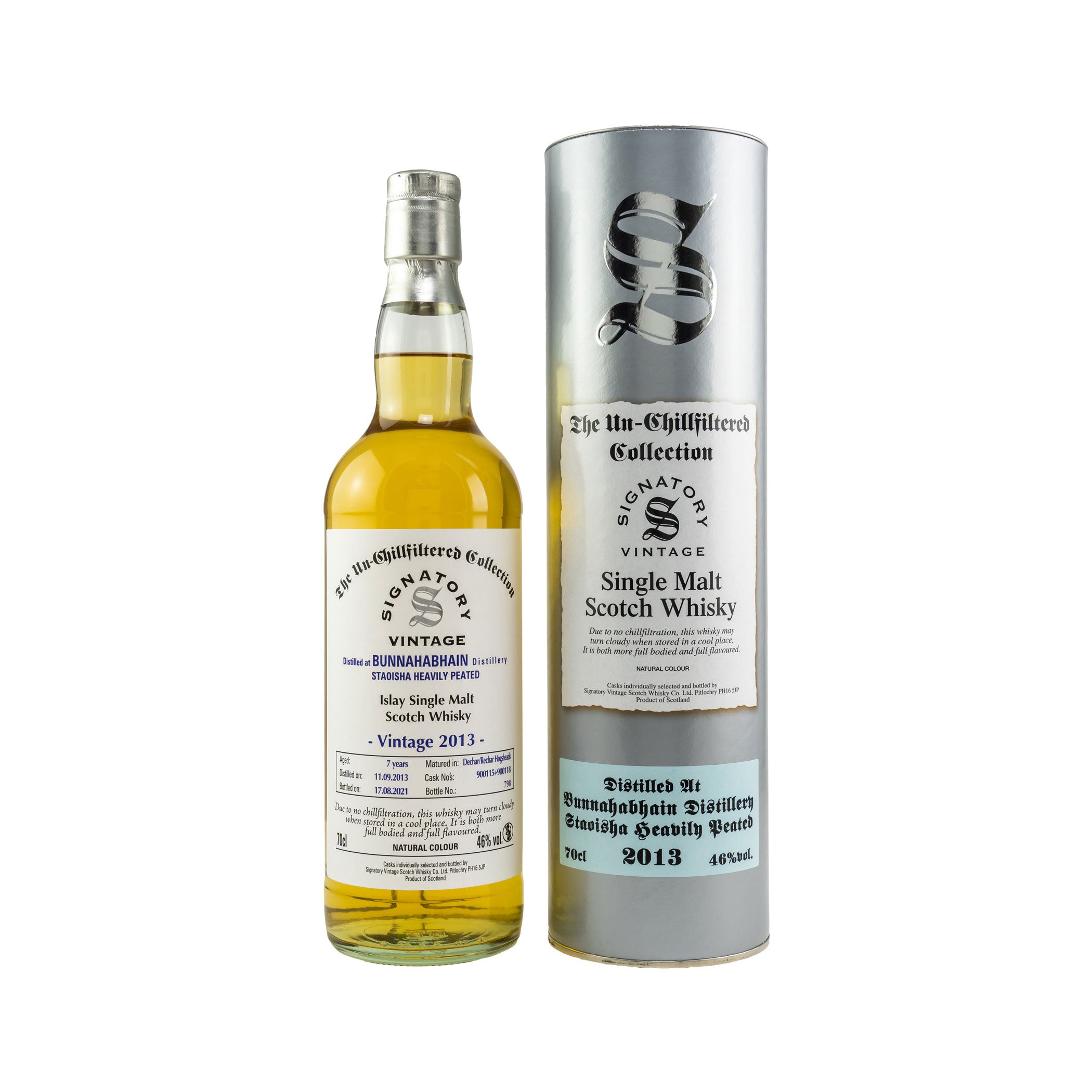 Bunnahabhain Staoisha 2013/2021 - 7 Jahre Hogsheads No. 900095+900105 The Un-Chillfiltered Collection -Signatory-