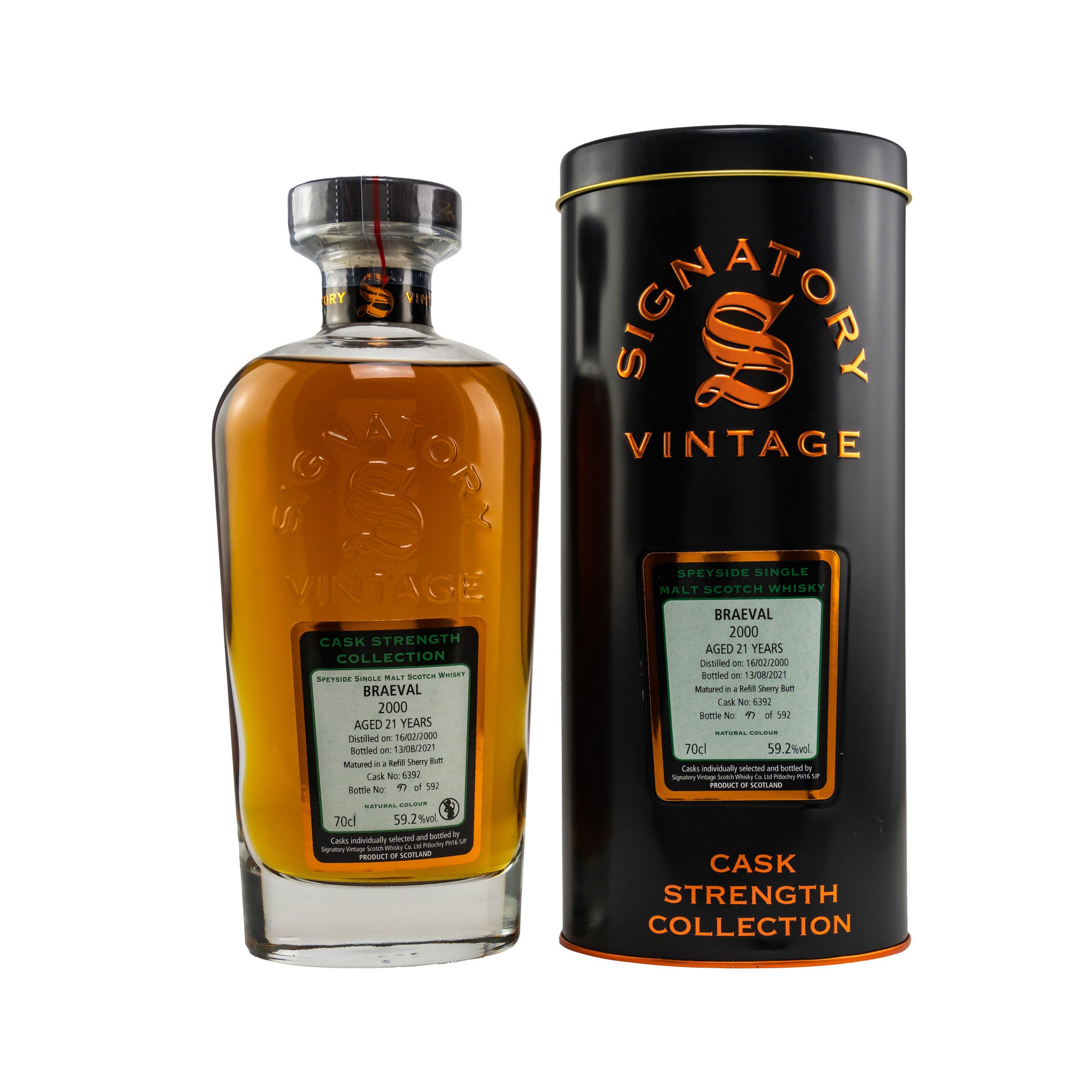 Braeval 2000/2021 - 21 Jahre Single Refill Sherry Butt No. 6392 Cask Strength Collection (Signatory)