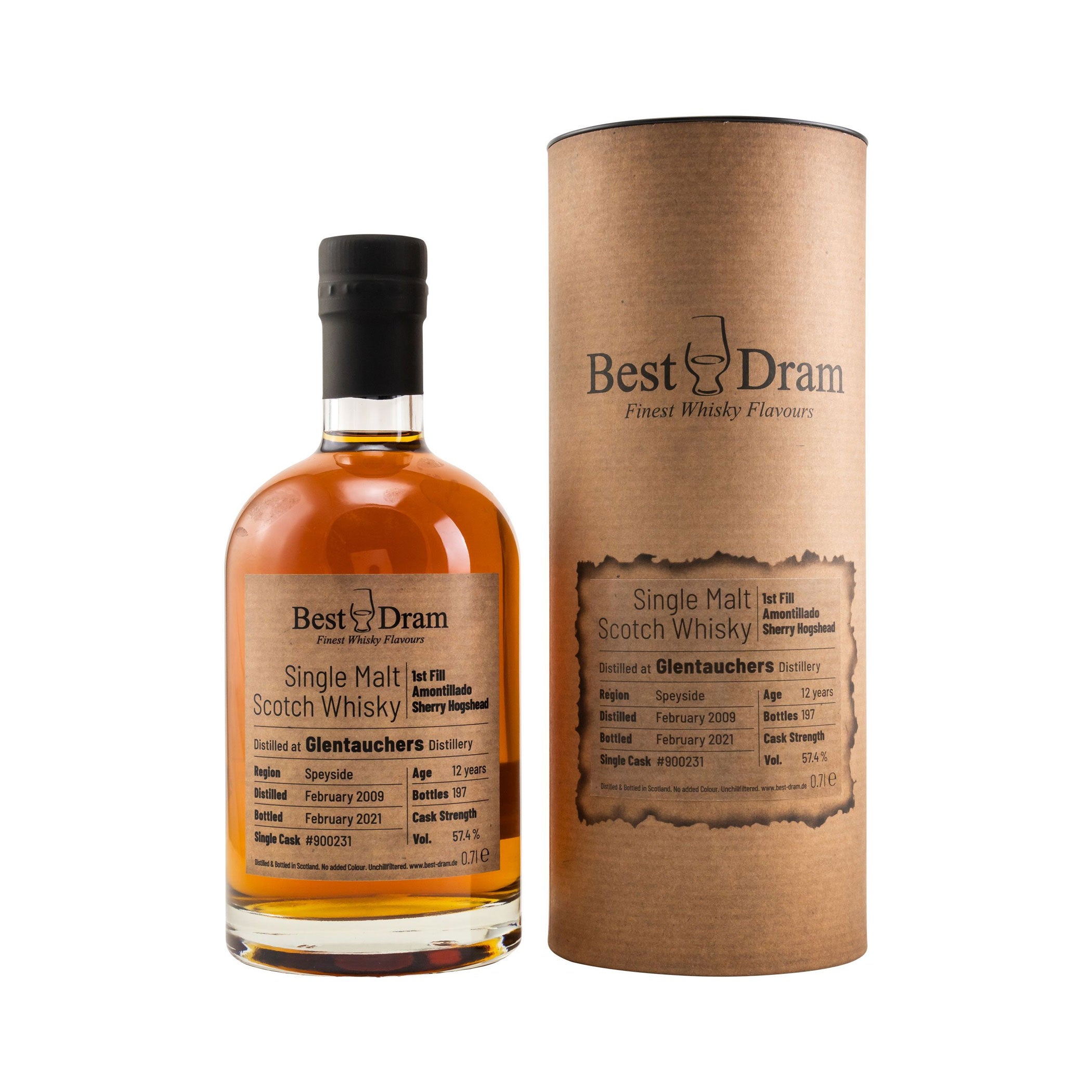 Glentauchers 2009/2021 - 12 y.o. - 1st Fill Amontillado Sherry HHD #900231- Best Dram