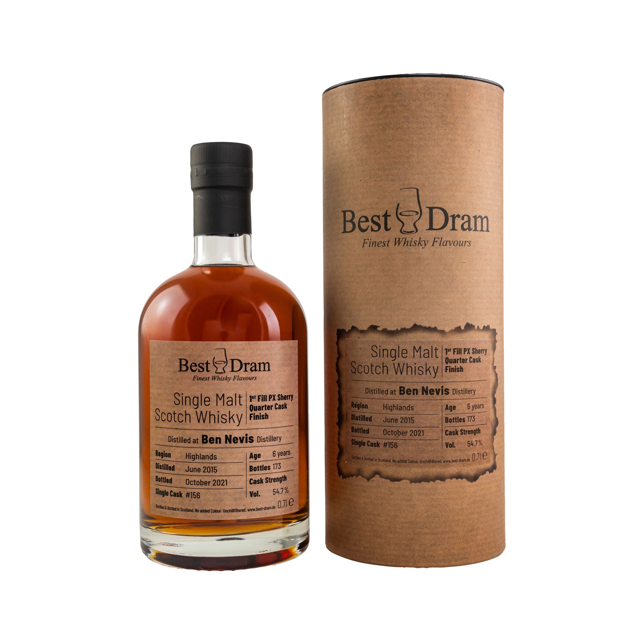 Ben Nevis 2015/2021 - 6 Years Old - First Fill PX Sherry Quarter Cask Finish #156 - Best Dram