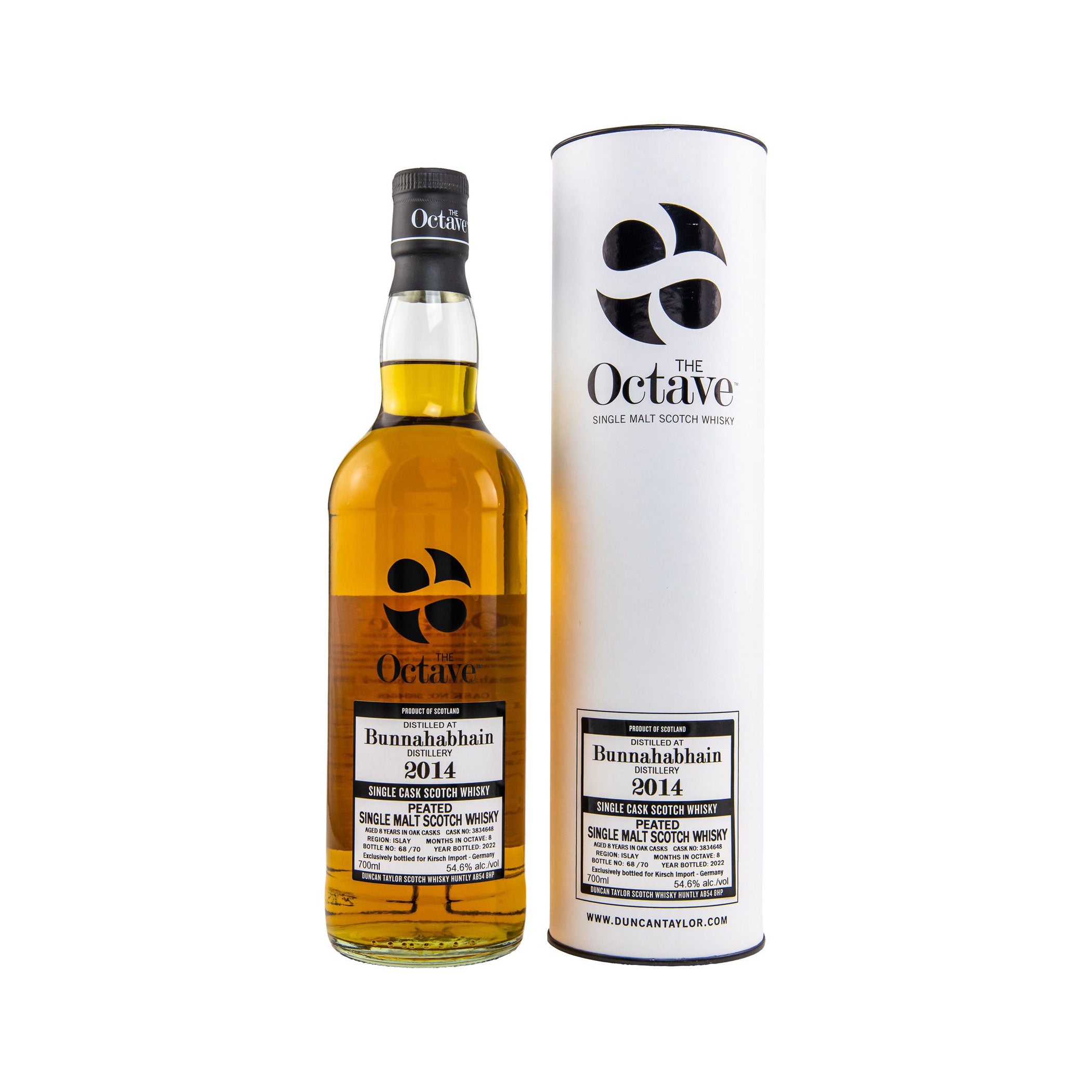 Bunnahabhain 2014/2022 – The Octave – Peated - Duncan Taylor Islay Single Malt Scotch Whisky - Exclusively bottled for Germany