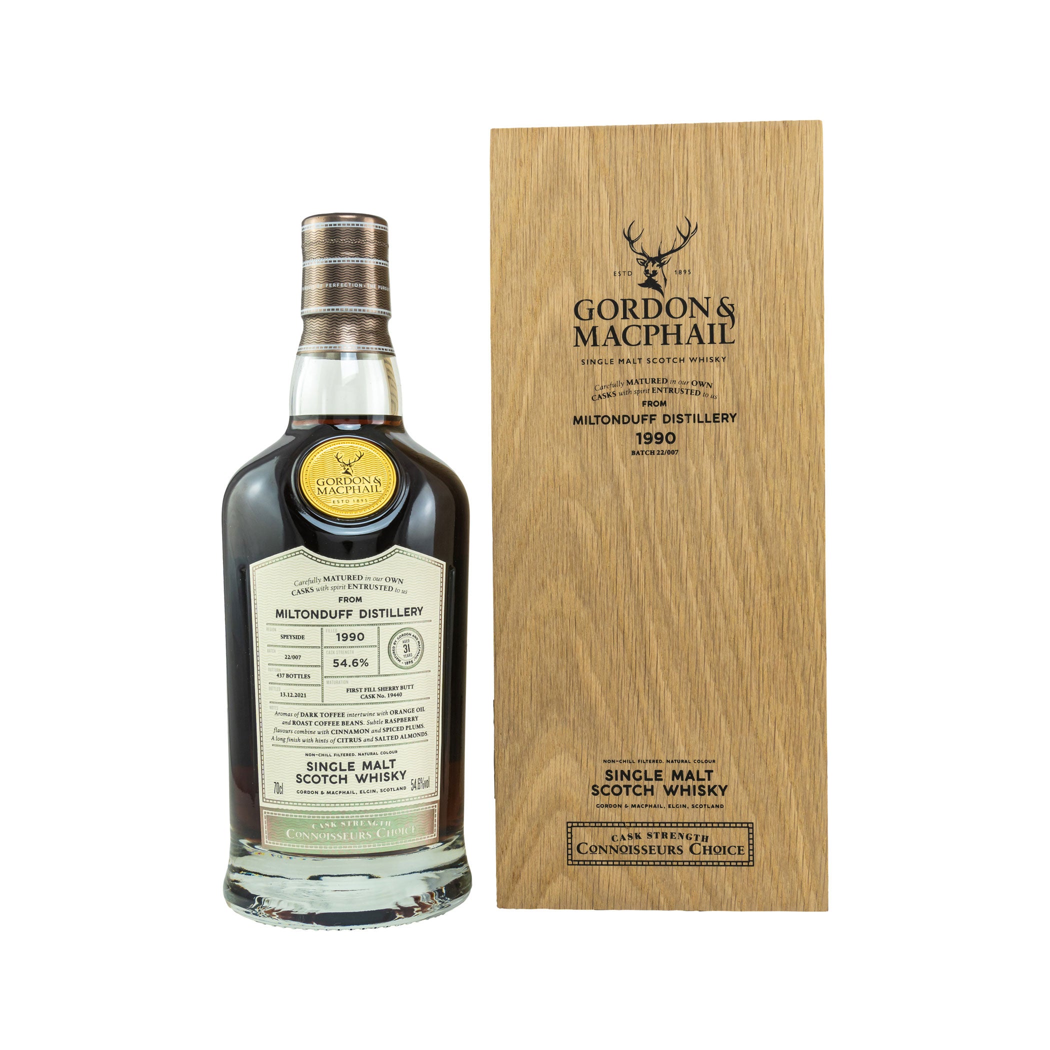 Miltonduff 1990/2021 - 31 Jahre First Fill Sherry Butt No. 19440 Connoisseurs Choice (Gordon & MacPhail)