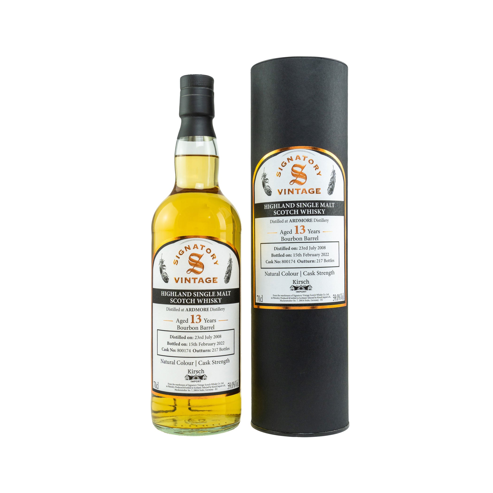 Ardmore 2008/2022 #800174  Peated Signatory Vintage Highland Single Malt Scotch Whisky Selected by Kirsch Import
