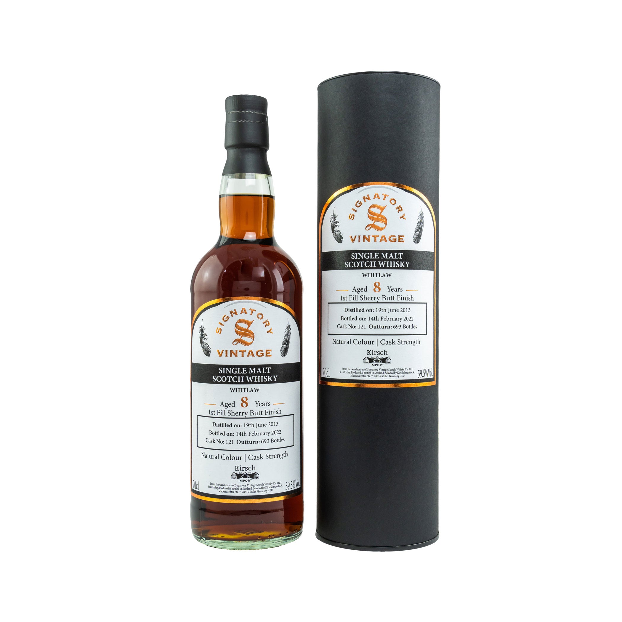 Whitlaw 2013/2022 #121 Signatory Vintage Single Malt Scotch Whisky, Selected by Kirsch Impor
