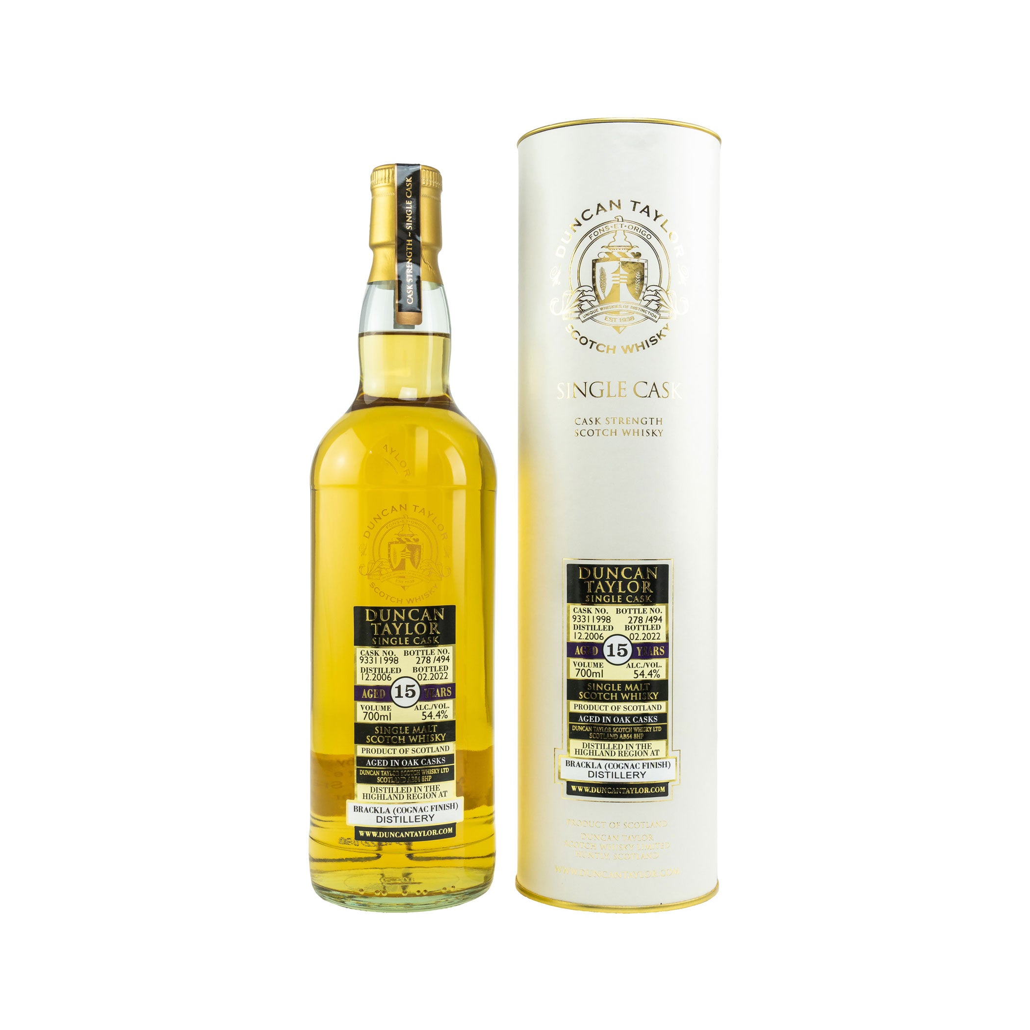 Brackla 2006/2022 - 15 Jahre - #93311998 Cognac Finish - Duncan Taylor