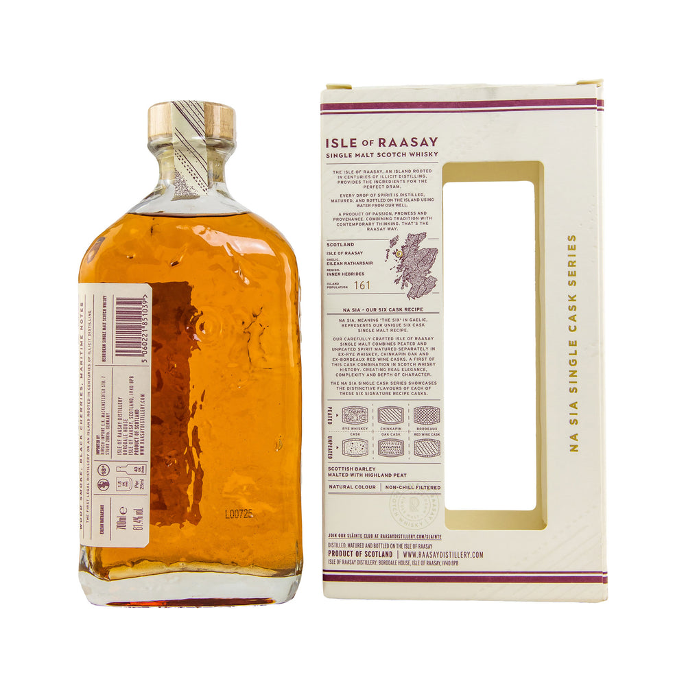Isle of Raasay Peated First Fill Bordeaux Red Wine Cask - Hebridean Single Malt Scotch Whisky - Na Sia Single Cask Series