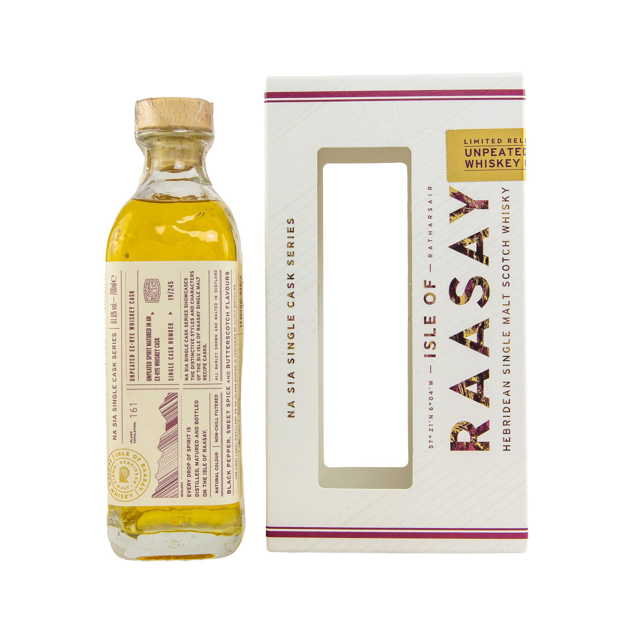 Isle of Raasay Unpeated First Fill Rye Whiskey Cask - Hebridean Single Malt Scotch Whisky - Na Sia Single Cask Series