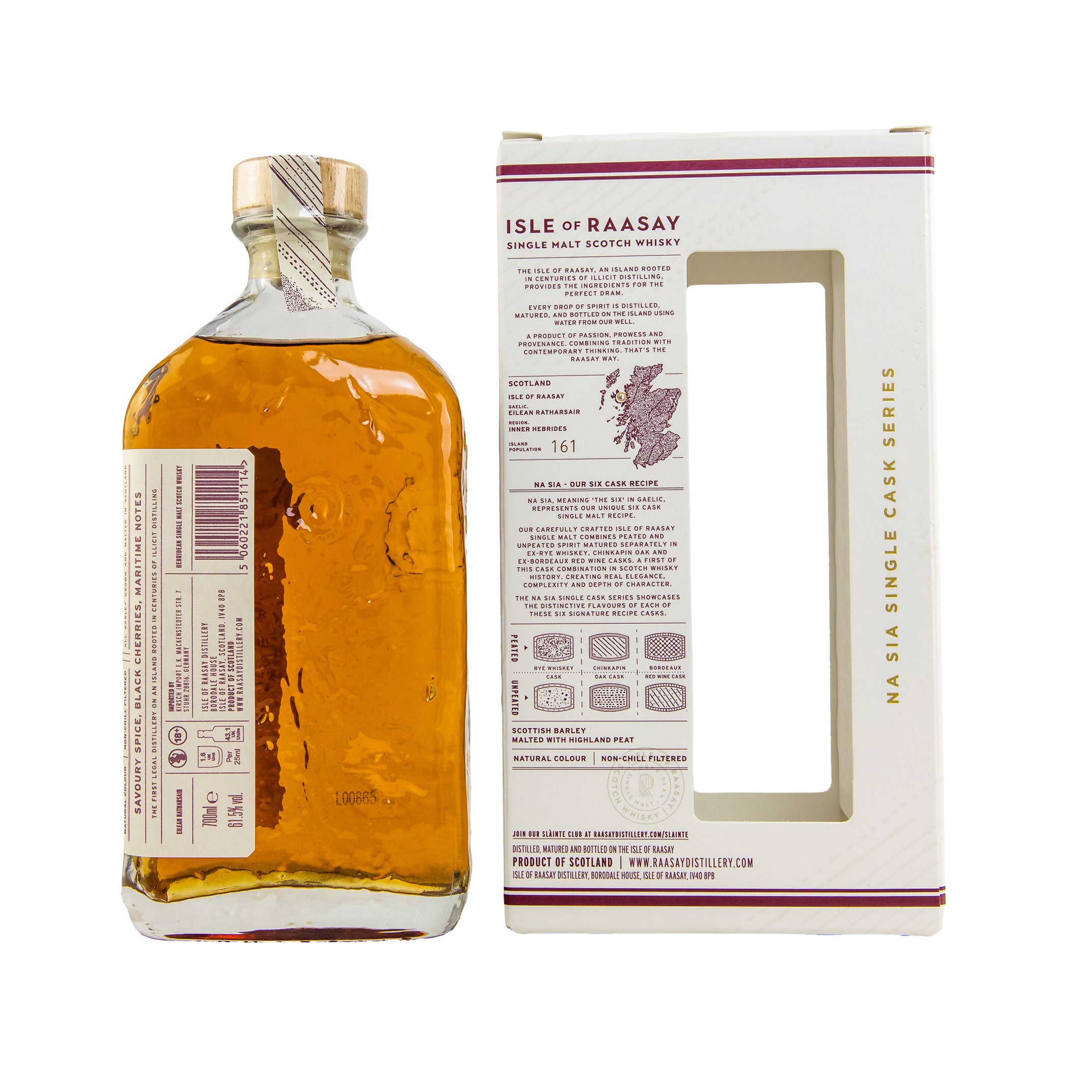 Isle of Raasay Unpeated First Fill Bordeaux Red Wine Cask - Hebridean Single Malt Scotch Whisky - Na Sia Single Cask Series