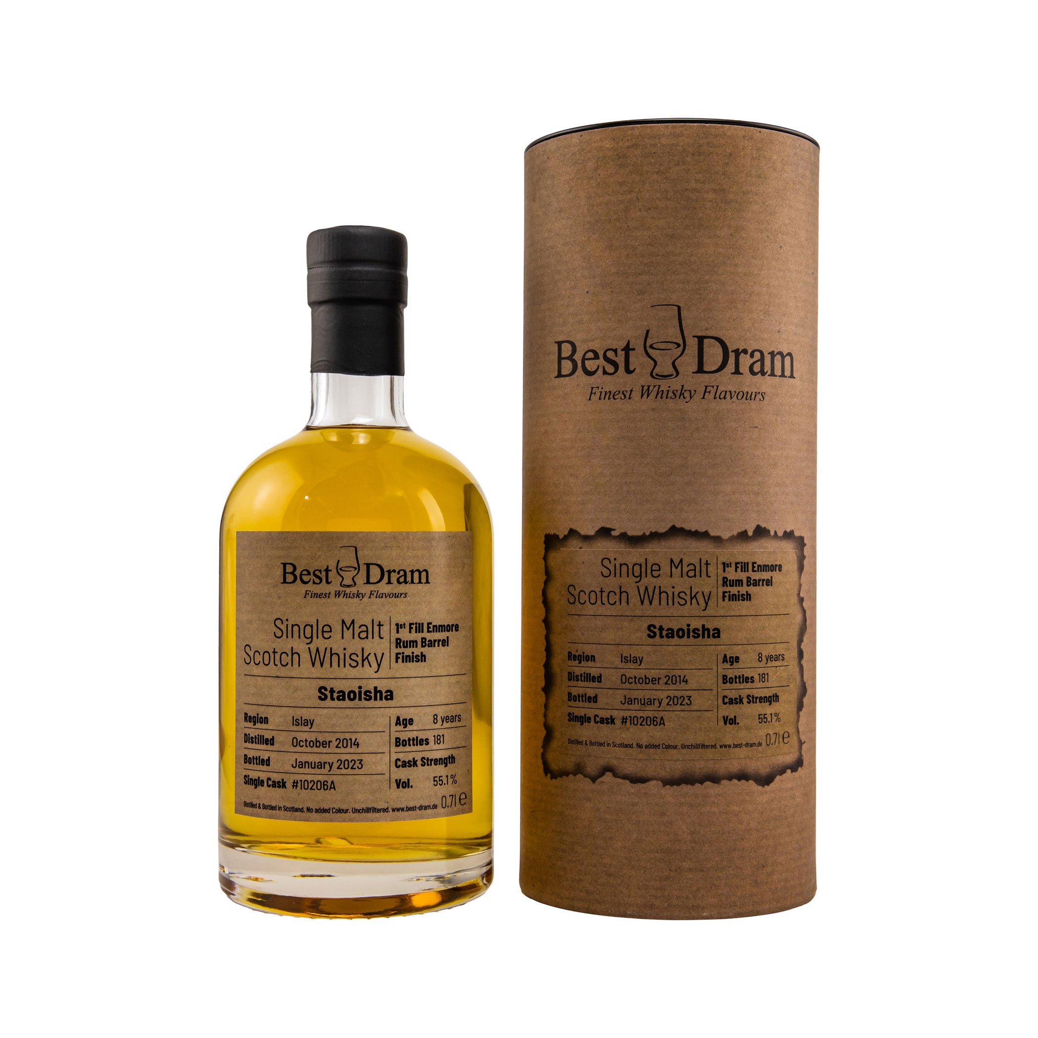 Bunnahabhain Staoisha 2014/2023 - 8 Jahre - 1st Fill Enmore Rum Barrel #10206A - Best Dram