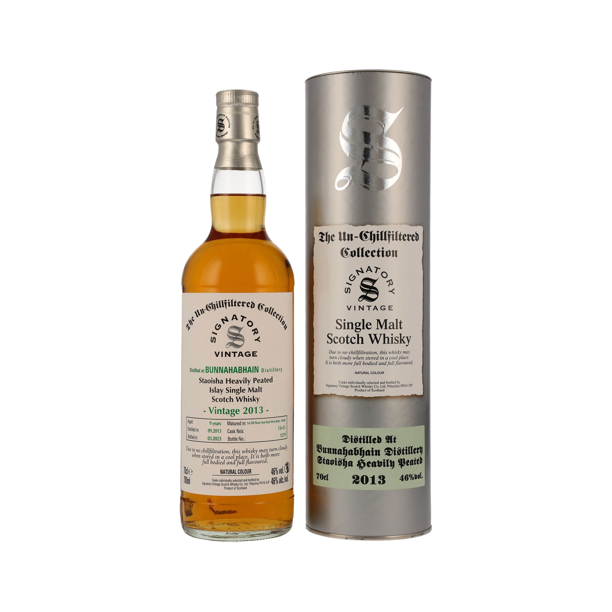 Bunnahabhain Staoisha 2013/2023 - Signatory Vintage - Un-Chillfiltered Collection #13+15 Pinot Cask