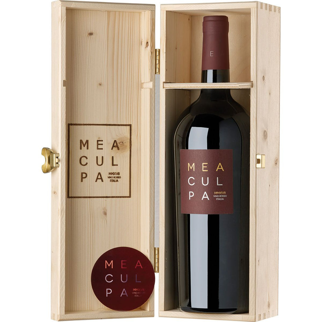 Mea Culpa Vino Rosso - Magnum in Holzkiste inkl. DropStop- Minini Süditalien/Italien 1,5 l