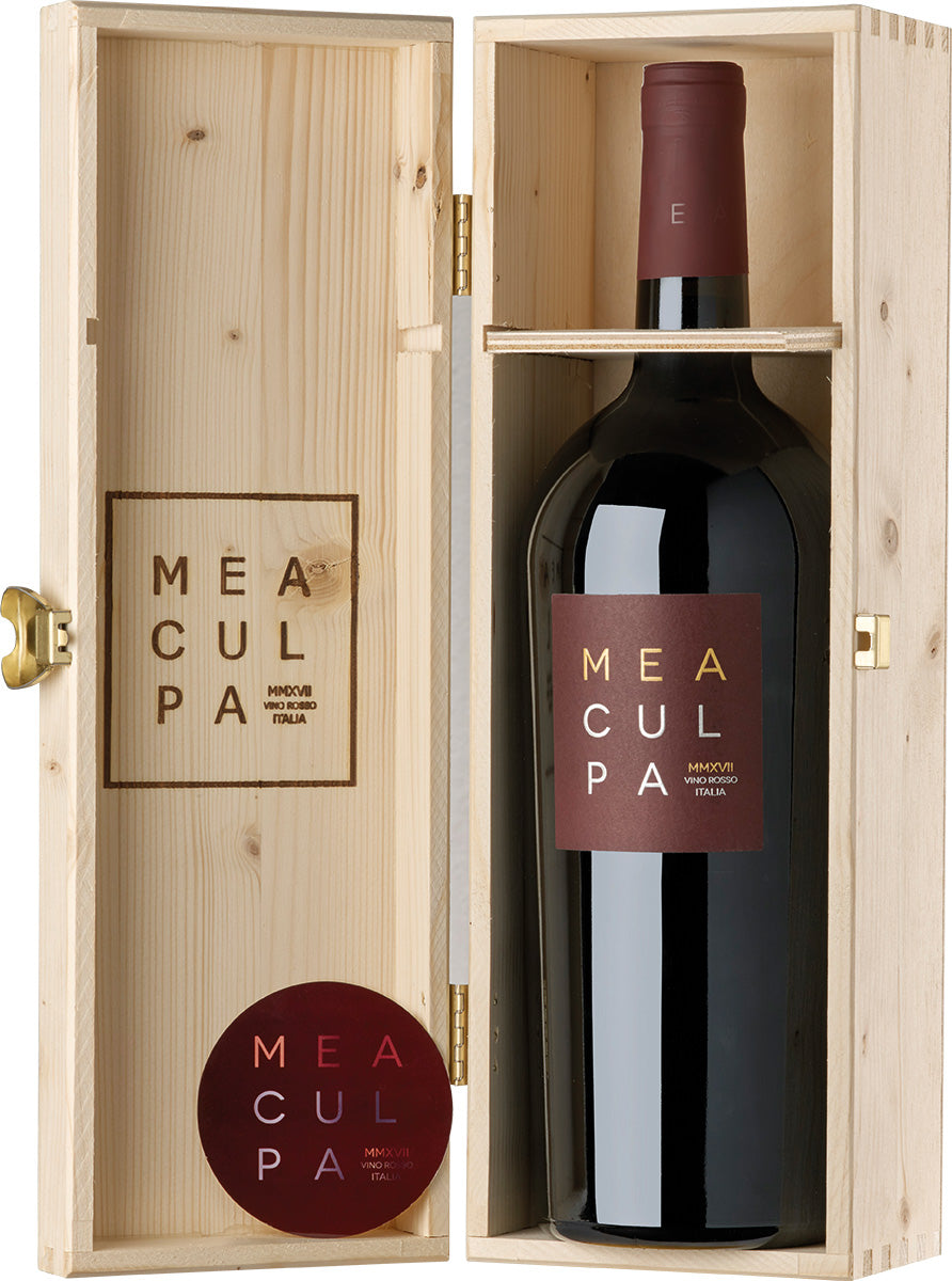 Mea Culpa Vino Rosso - Magnum in Holzkiste inkl. DropStop- Minini Süditalien/Italien 1,5 l