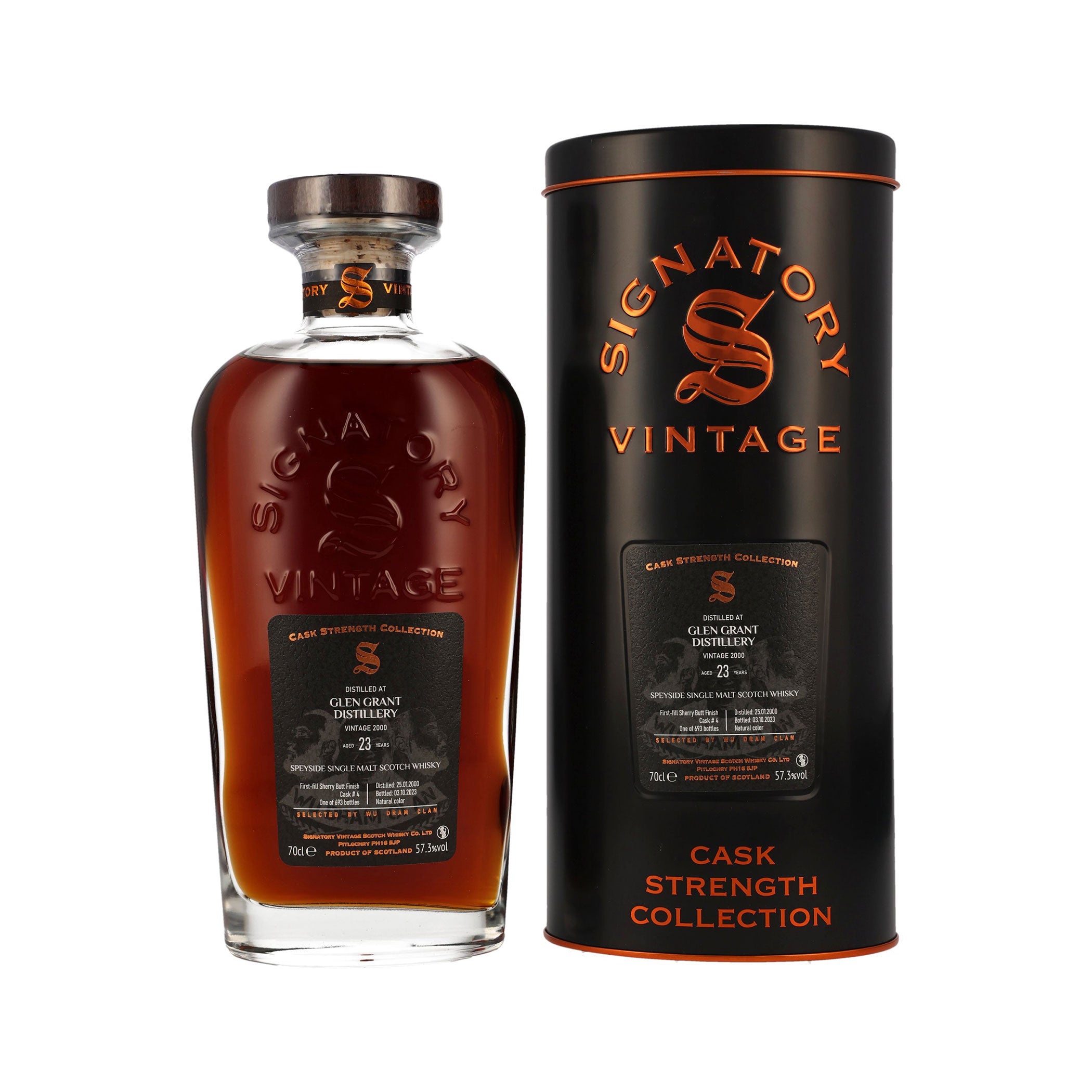 Glen Grant 2000/2023 Signatory Vintage Speyside Single Malt Scotch Whisky - The Cask Strength Collection - Selected by Wu Dram Clan