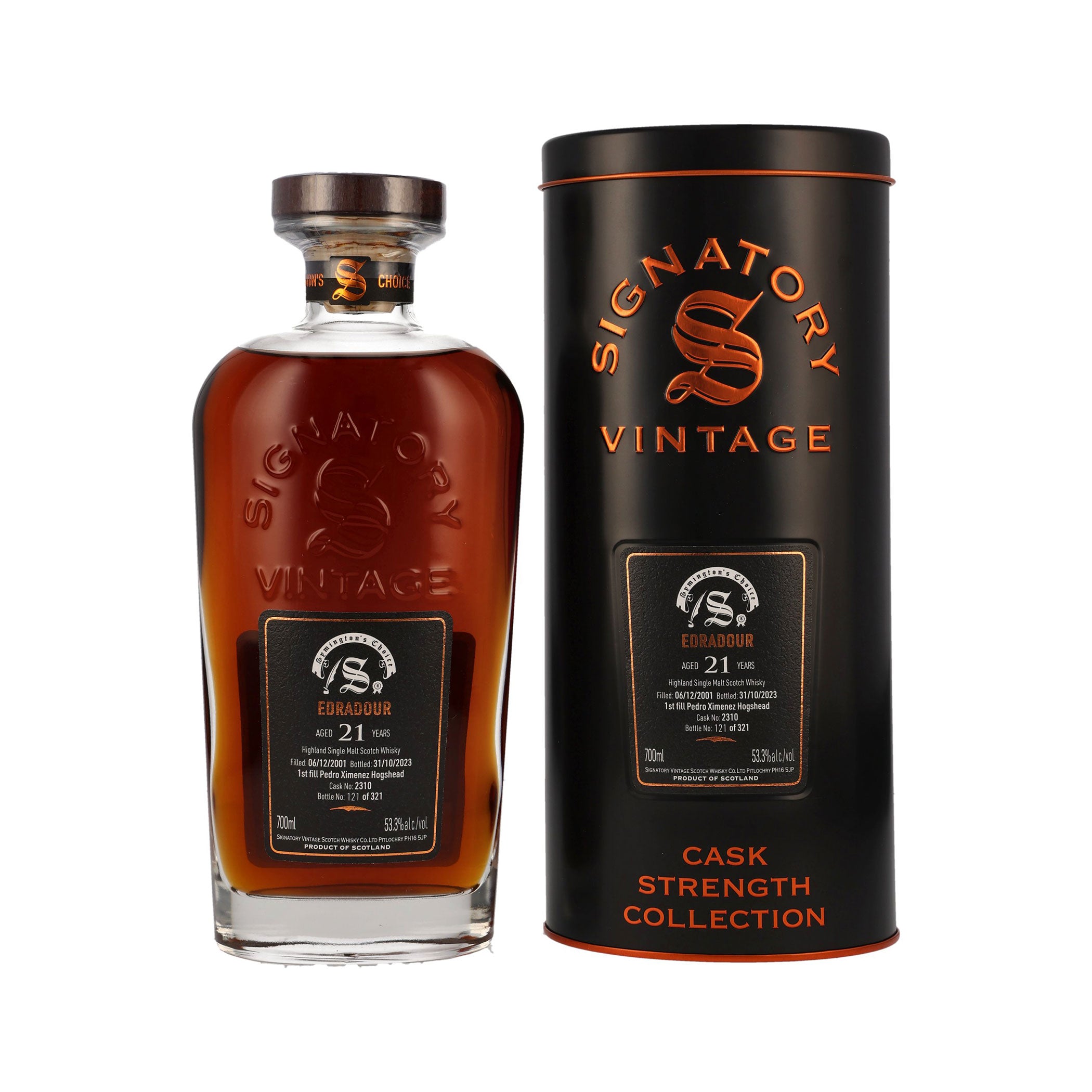 Edradour 2001/2023 - 21 Jahre - 1st Fill PX Hogshead #2310 Symington's Choice (Signatory)