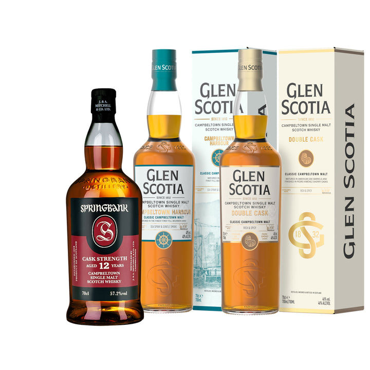 Springbank 12 Year Old Whisky Set - 1x Springbank 12 Year Old - 1x Glen Scotia Harbour - 1x Glen Scotia Double Cask