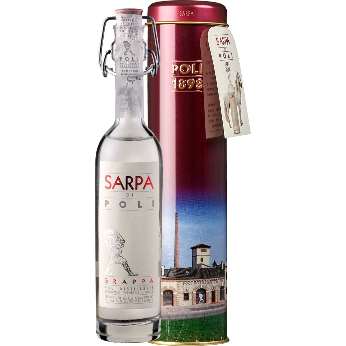 Grappa Sarpa di Poli Baby   - in Geschenkröhre -  Jacopo Poli Venetien/Italien 0,1 l