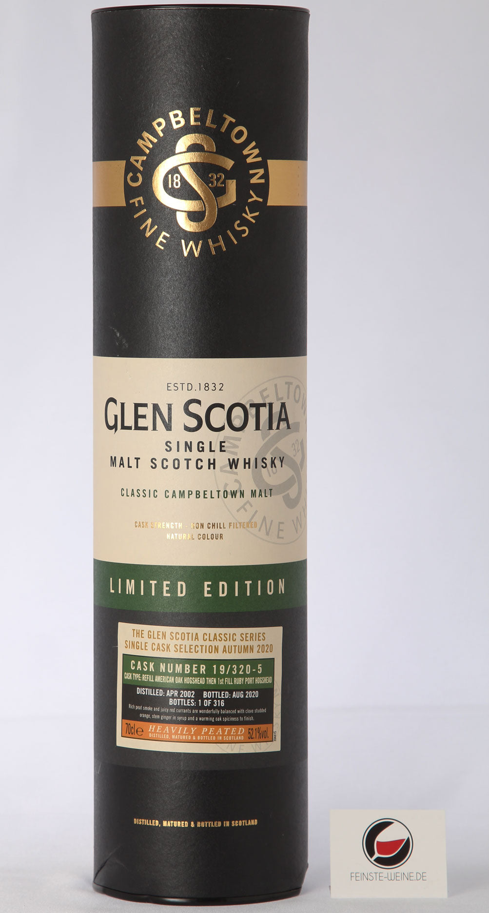 Glen Scotia Vintage 2002 52.1% HEAVILY PEATED - New product, outer carton damaged