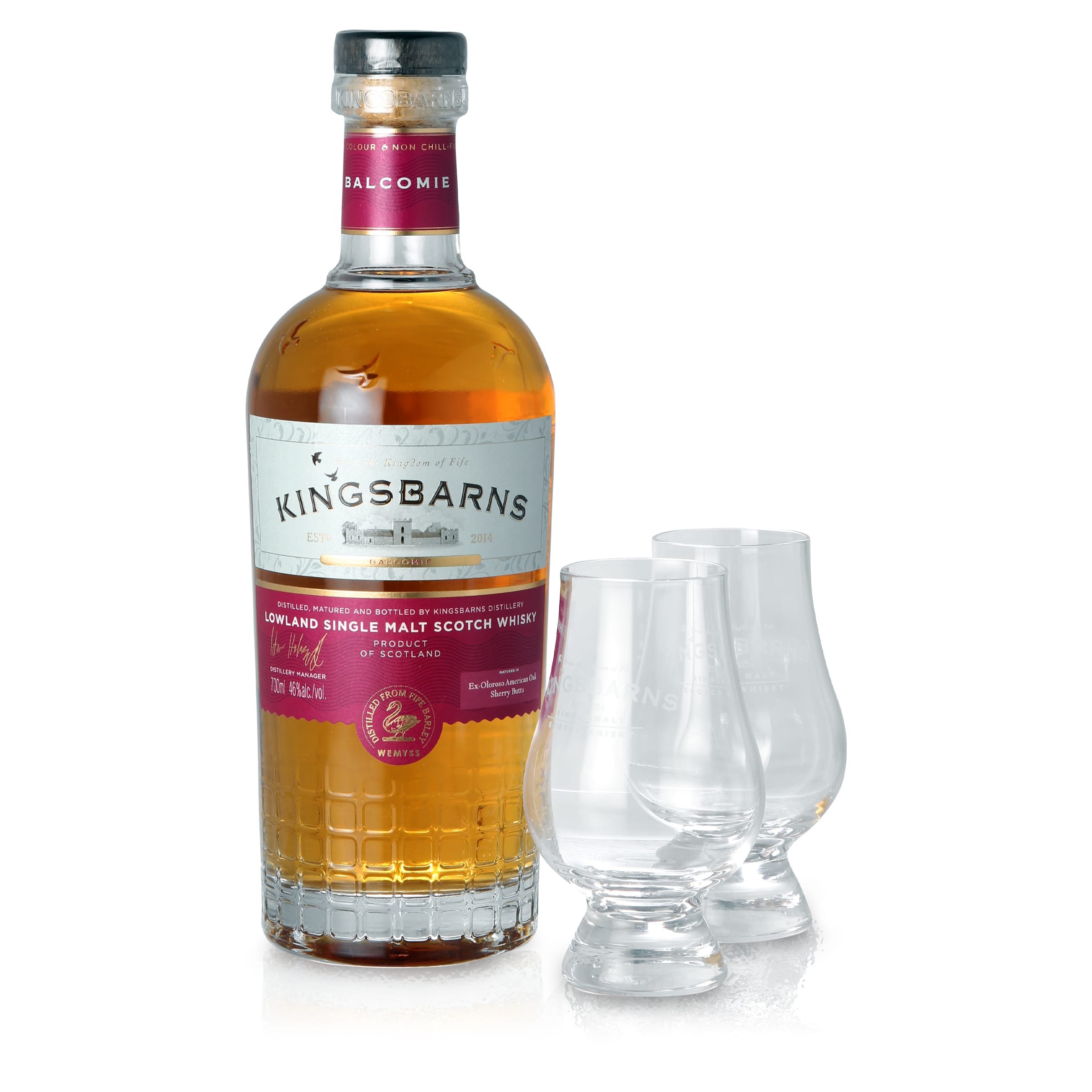 Kingsbarns Balcomie Sherry Matured - Geschenkverpackung mit 2 Gläsern