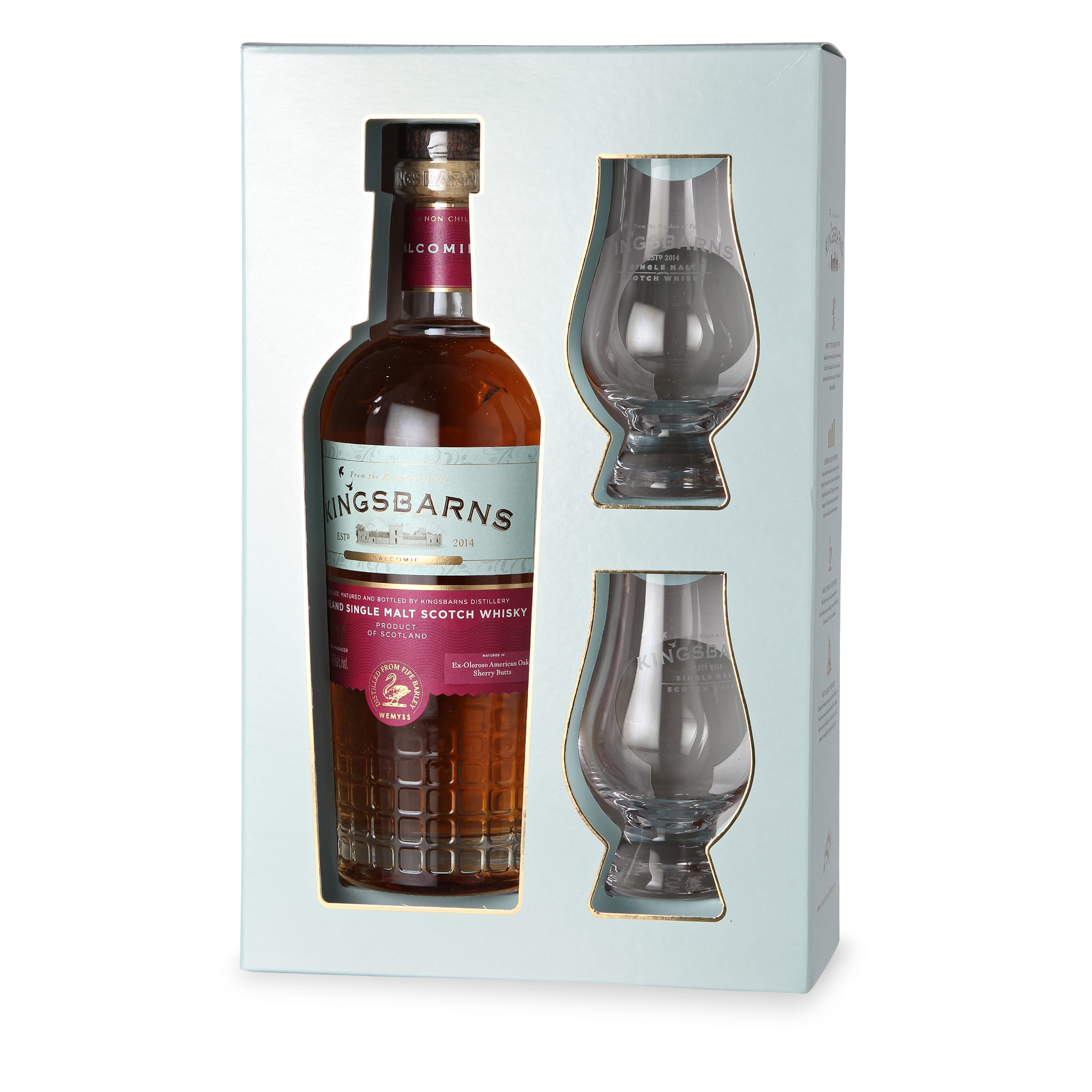 Kingsbarns Balcomie Sherry Matured - Geschenkverpackung mit 2 Gläsern