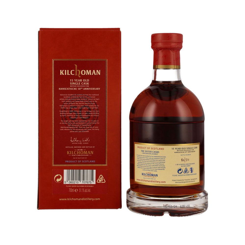 Kilchoman Vintage 2008 51.1% - 15 Years Old Single Cask - Oloroso Sherry Cask - Single Malt Scotch Whisky