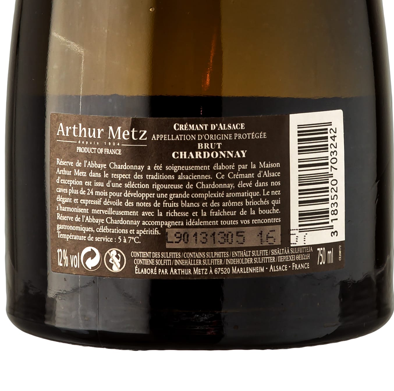 Crémant d' Alsace Réserve de l'Abbaye Chardonnay - Arthur Metz