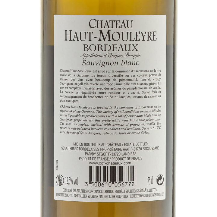 2018 Château Haut-Mouleyre AOP -Sauvignon blanc – Bordeaux