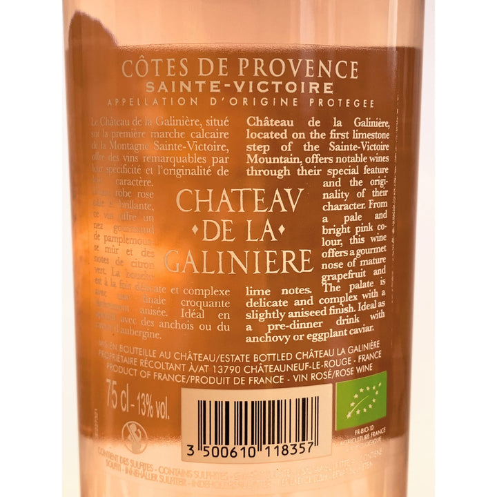 2021 Château de la Galinière Rosé Bio Côtes de Provence Sainte Victoire AOP