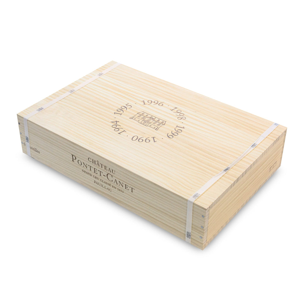 Château Pontet-Canet 1990, 1994, 1995, 1996, 1998, 1999 Vintage Selection - 6 Bottles in Limited Edition Wooden Box - Bordeaux France