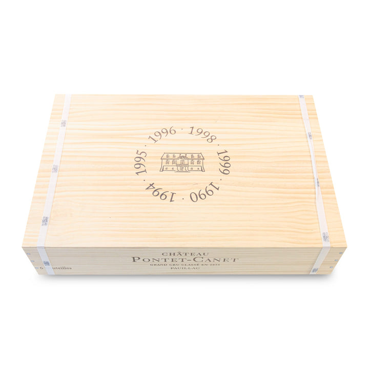 Château Pontet-Canet 1990, 1994, 1995, 1996, 1998, 1999 Vintage Selection - 6 Bottles in Limited Edition Wooden Box - Bordeaux France