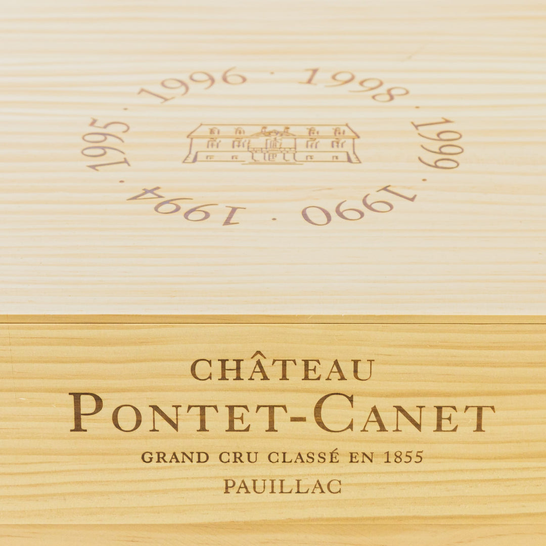 Château Pontet-Canet 1990, 1994, 1995, 1996, 1998, 1999 Vintage Selection - 6 Bottles in Limited Edition Wooden Box - Bordeaux France