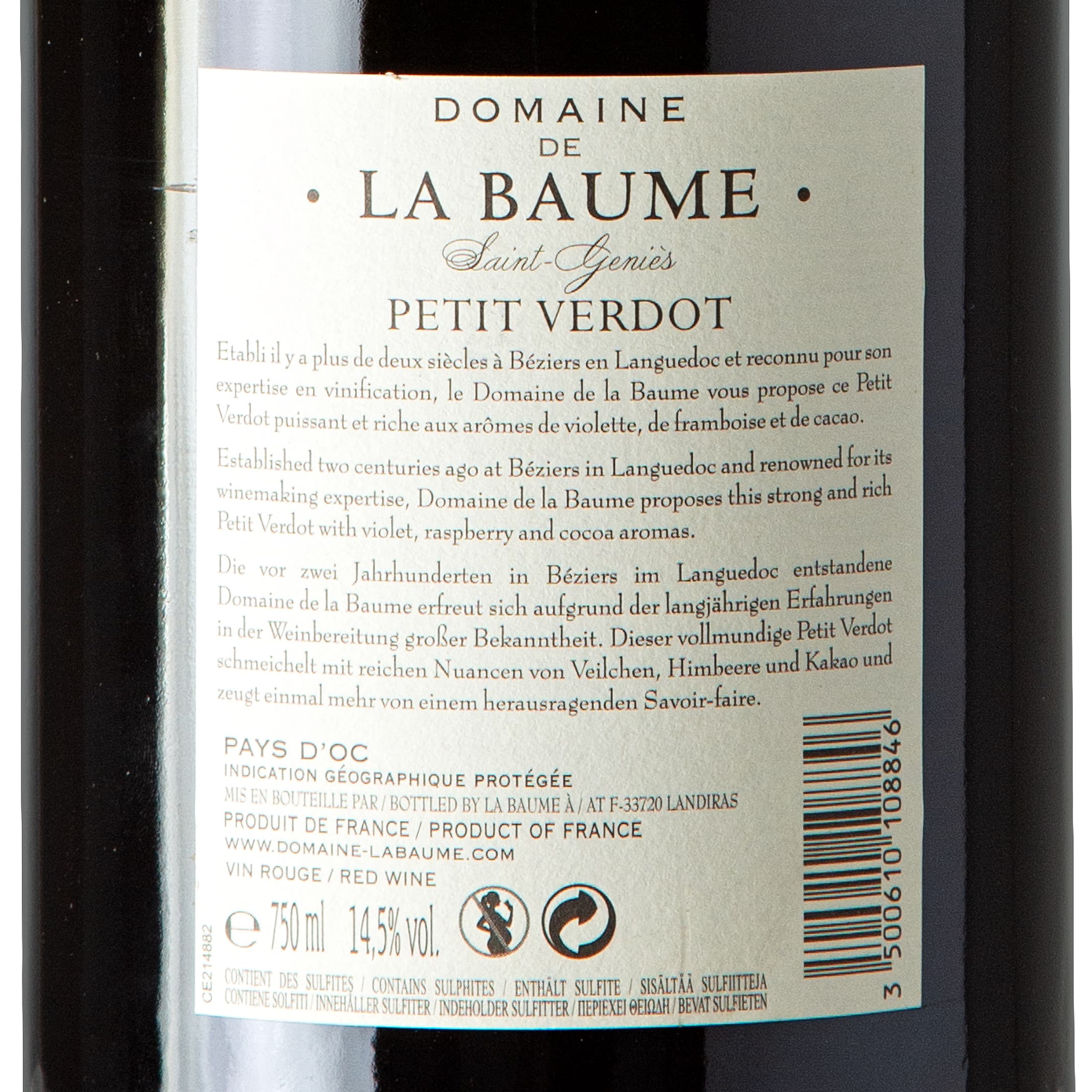 2018 Domaine de la Baume Saint-Genies Petit Verdot - Frankreich