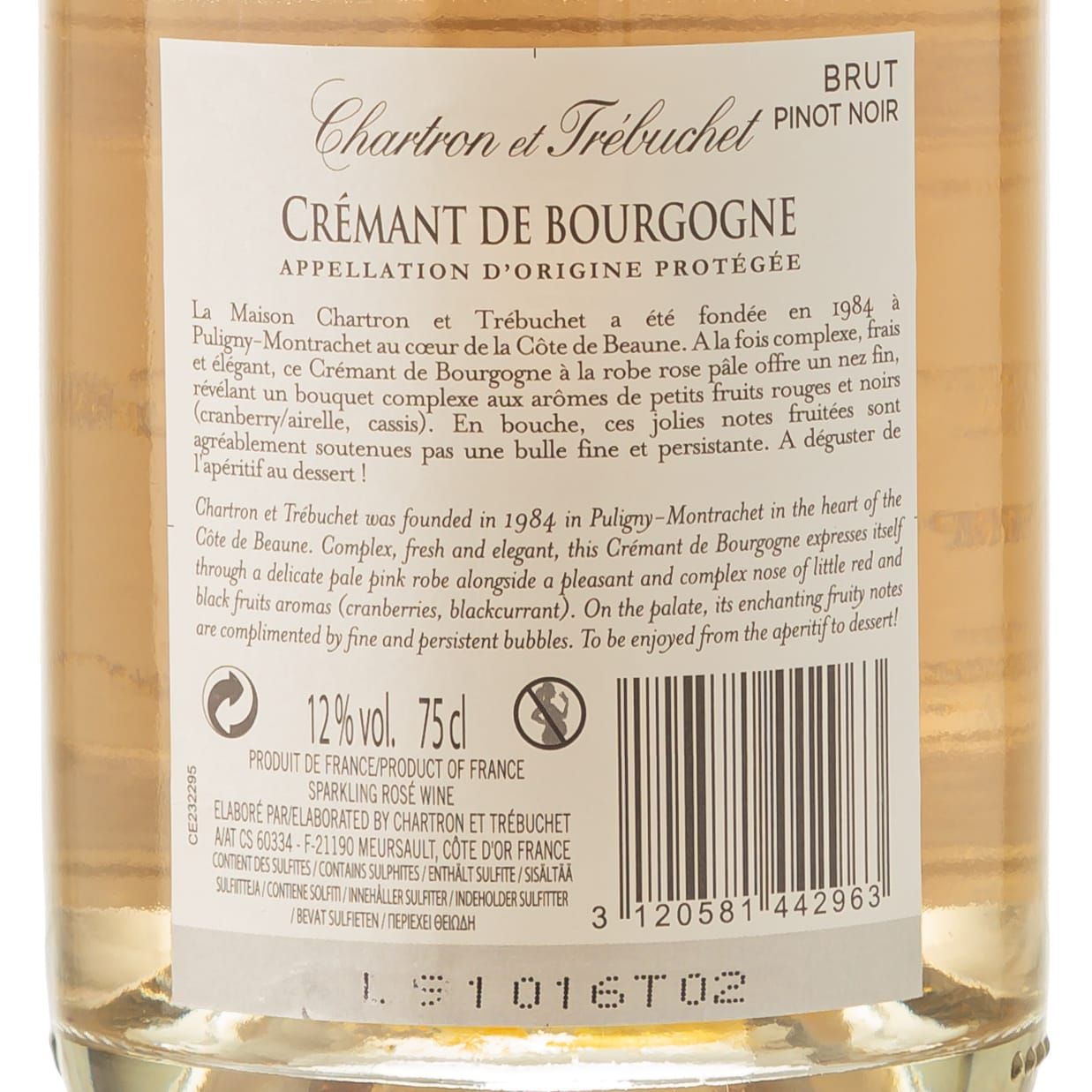 Feinste Weine - 2 er Sektpaket - Domaine Chartron & Trébuchet - Crémant de Bourgogne  (2 * 0,75l)