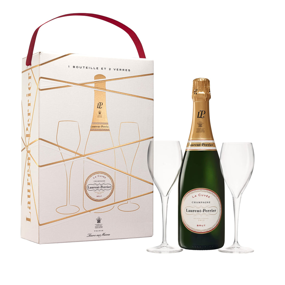 Champagne Laurent-Perrier La Cuvée Brut 0,75l im Geschenkset mit 2 Champagnergläsern