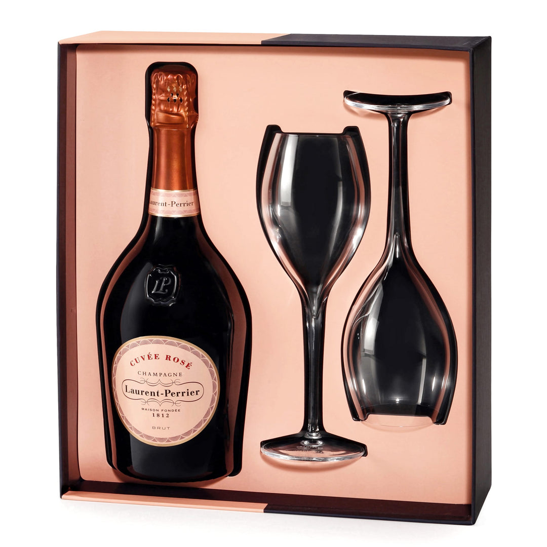 Champagne Laurent-Perrier Cuvée Rosé Brut im Geschenkset mit 1 Flasche und 2 Gläsern