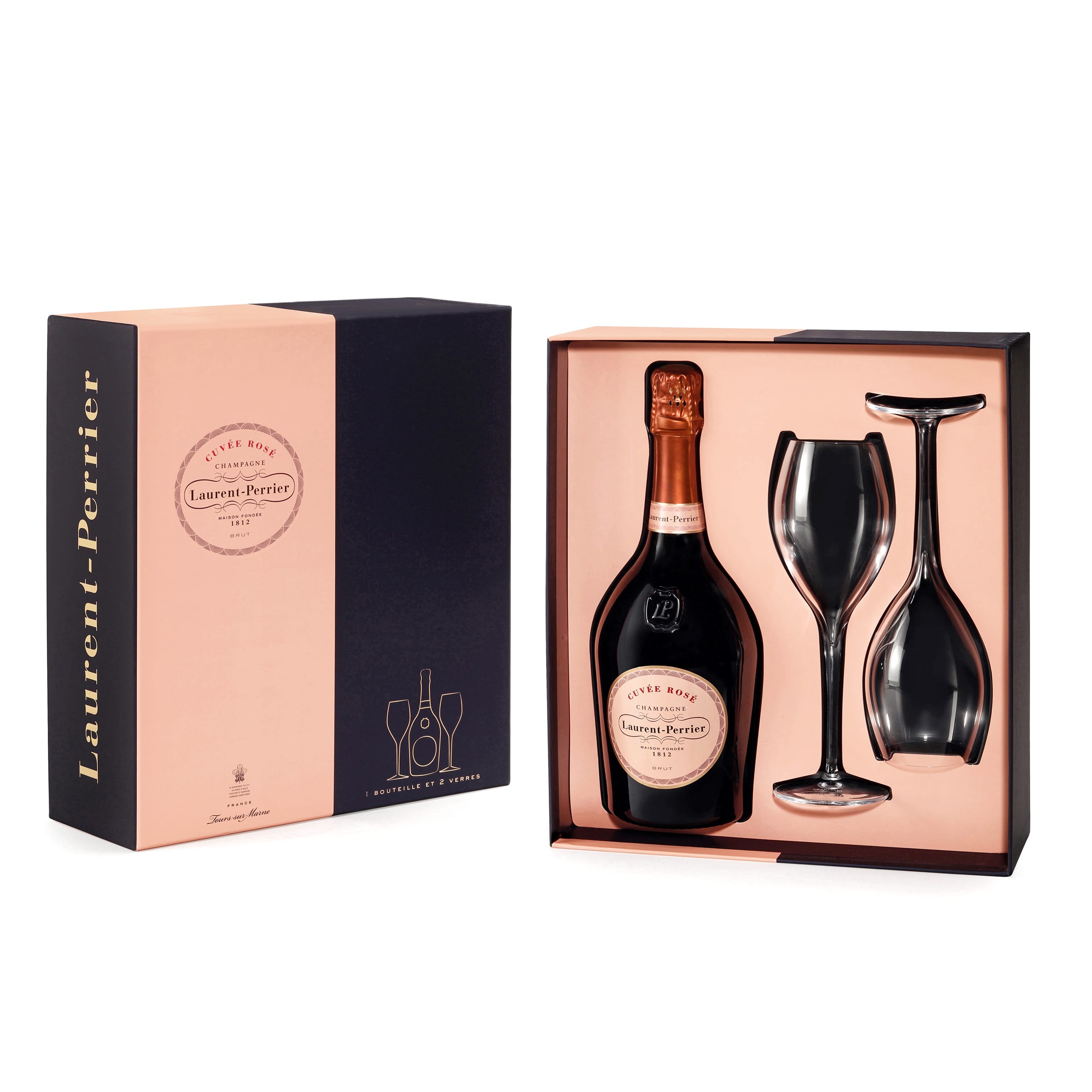 Champagne Laurent-Perrier Cuvée Rosé Brut in a Gift Set with 1 Bottle and 2 Glasses