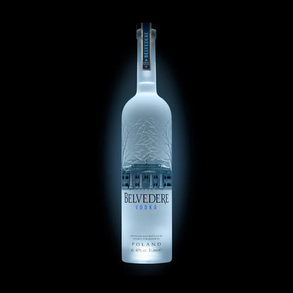 Belvedere Premium Vodka 3L 40% Vol. Flasche mit LED Beleuchtung im Boden