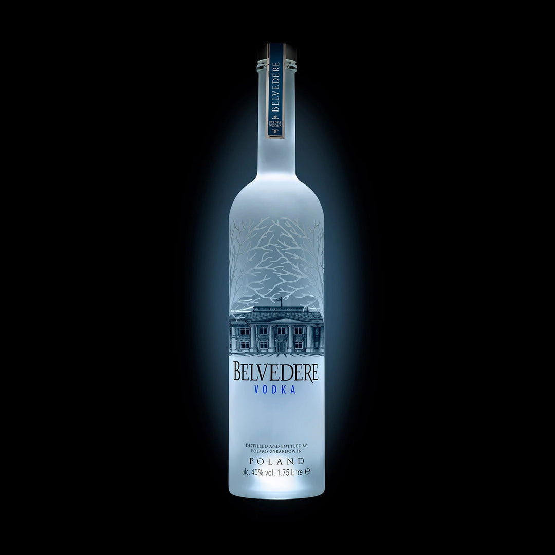 Belvedere Premium Vodka 1,75L 40% Vol. Flasche mit LED Beleuchtung im Boden