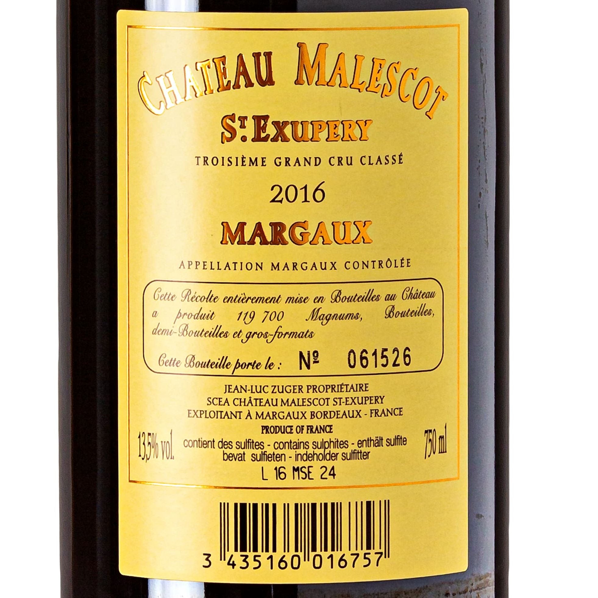 2016 Château Malescot Saint-Exupéry 3rd Cru Classé Margaux - France