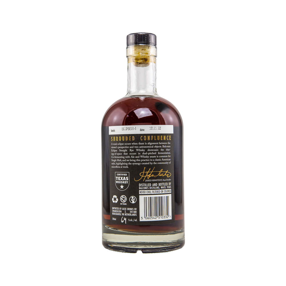 Balcones Eclipse Texas Rye Cask Strength Batch No. 22-1 - Virgin Oak - USA