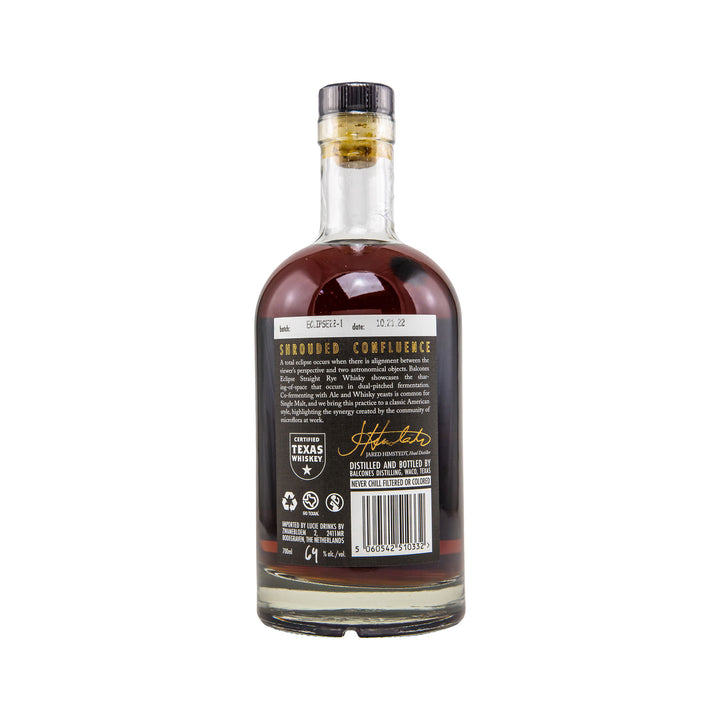 Balcones Eclipse Texas Rye Cask Strength Batch No. 22-1 - Virgin Oak - USA